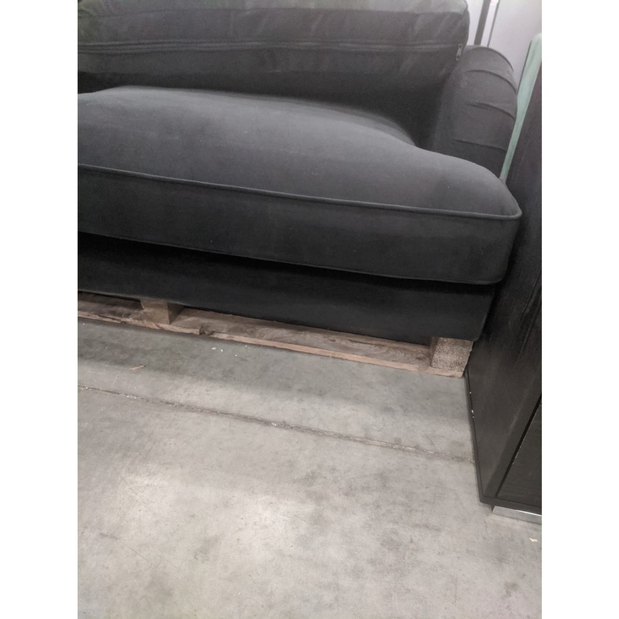 GRADE A2 - Black Velvet 3 Seater Sofa - Payton