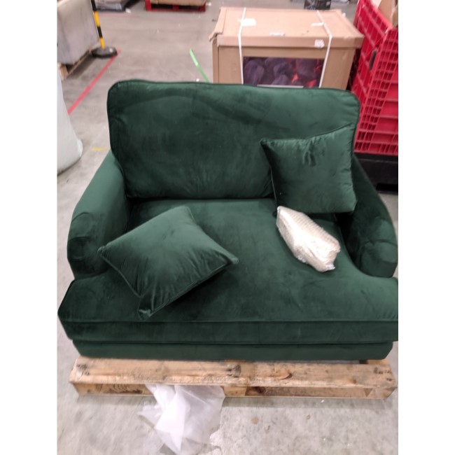 GRADE A2 - Dark Green Velvet Loveseat - Payton