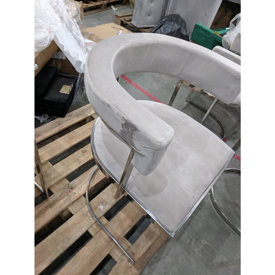 GRADE A2 - Beige Velvet Cantilever Dining Armchair - Alana Boutique