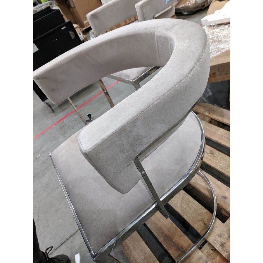 GRADE A2 - Beige Velvet Cantilever Dining Armchair - Alana Boutique