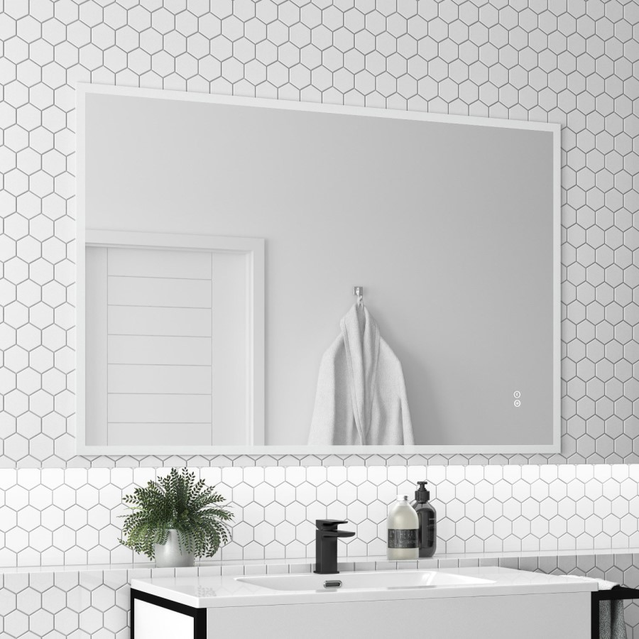 Rectangular LED Bathroom Mirror with Bluetooth & Shaver Socket 1200 x 800mm - Divine