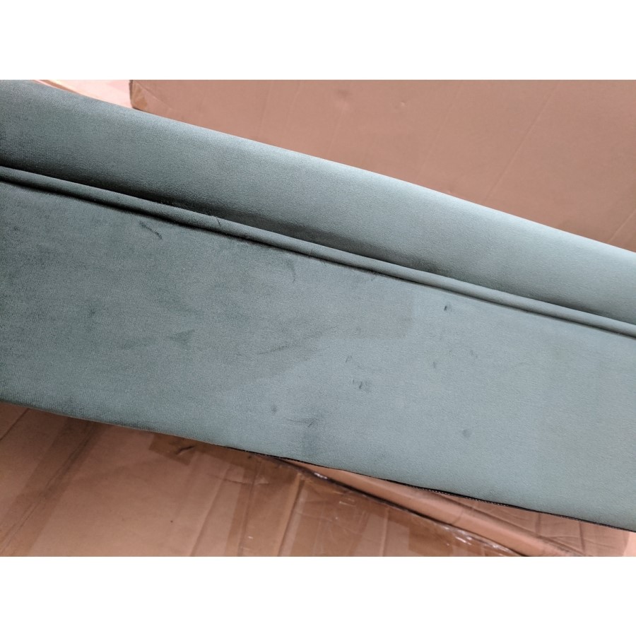 GRADE A2 - Green Velvet End-of-Bed Bench with Roll-Top Arms - Safina