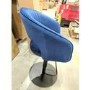 GRADE A2 - Navy Blue Velvet Adjustable Bar Stool with Back - Runa