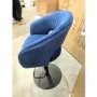 GRADE A2 - Navy Blue Velvet Adjustable Bar Stool with Back - Runa