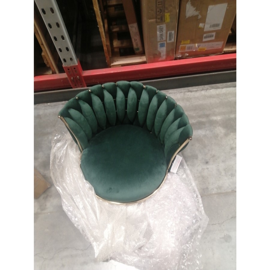 GRADE A2 - Dark Green Velvet Knotted Office Chair - Verity