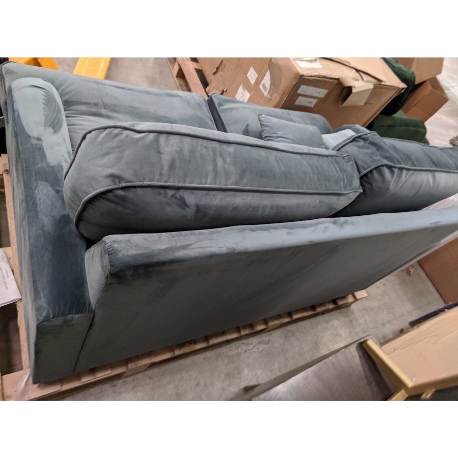 GRADE A2 - 2 Seater Pull-Out Sofa Bed in Petrol Blue Velvet - Payton