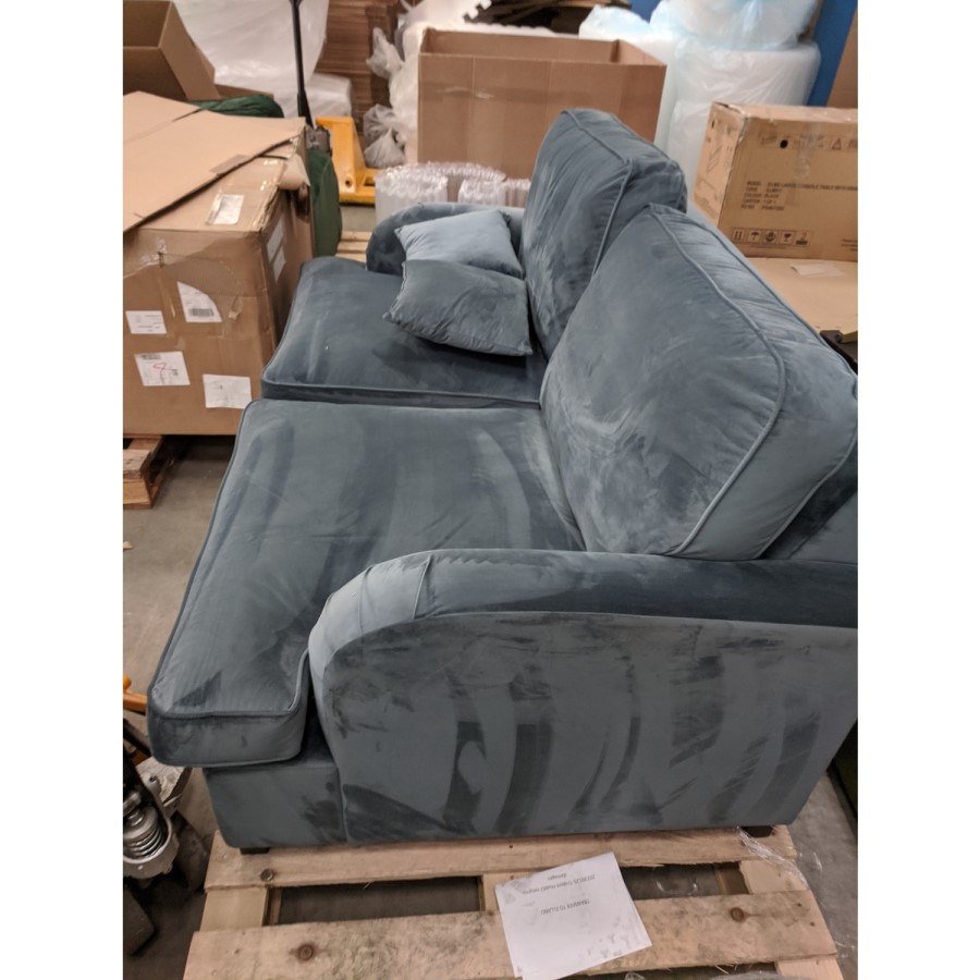 GRADE A2 - 2 Seater Pull-Out Sofa Bed in Petrol Blue Velvet - Payton