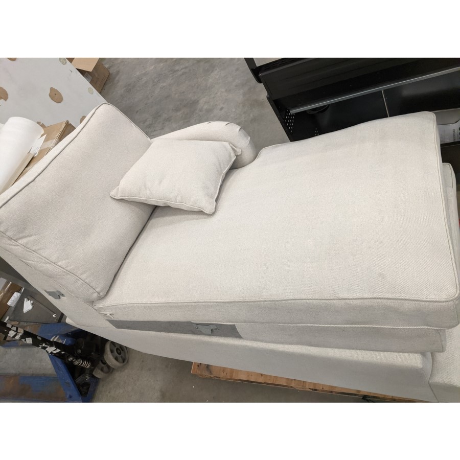 GRADE A2 - 4 Seater Right Hand Facing L Shaped Sofa in Beige Woven Fabric - Payton