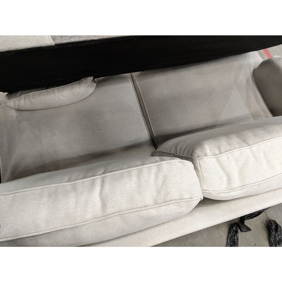 GRADE A2 - 4 Seater Right Hand Facing L Shaped Sofa in Beige Woven Fabric - Payton
