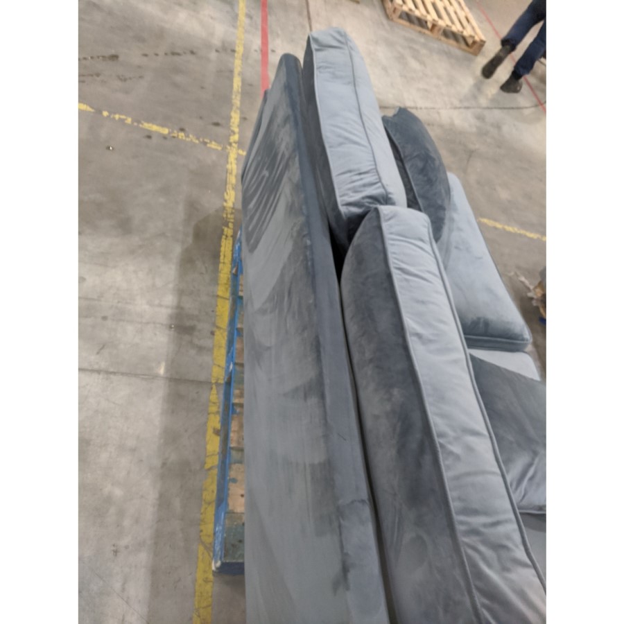 GRADE A2 - Petrol Blue Velvet 3 Seater Sofa - Payton