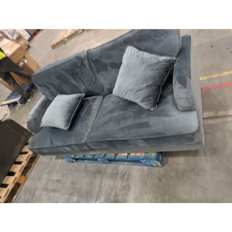 GRADE A2 - Petrol Blue Velvet 3 Seater Sofa - Payton