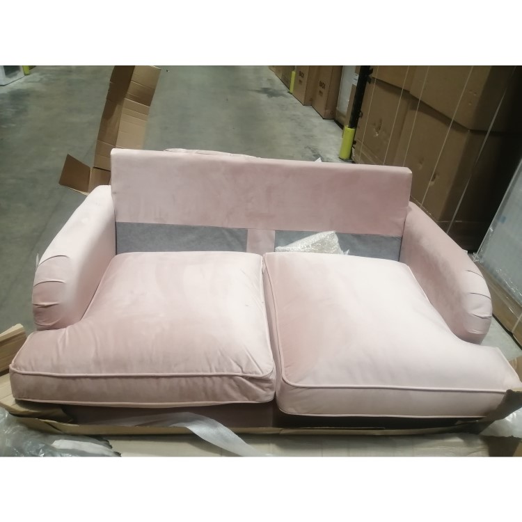 GRADE A2 - Velvet 2 Seater Sofa in Blush Pink - Payton