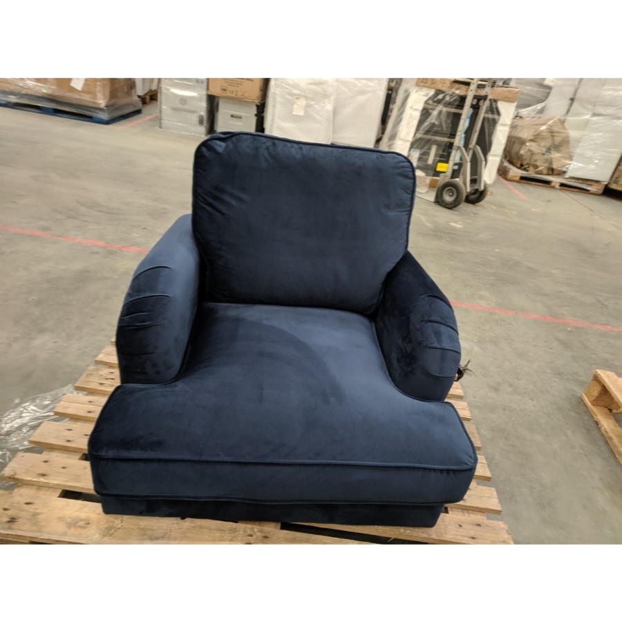 GRADE A2 - Navy Blue Velvet Armchair - Payton