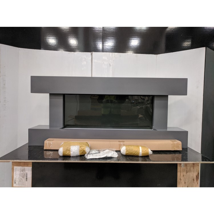 GRADE A2 - Grey Wall Mounted Electric Fireplace Suite with LED Lights - Amberglo