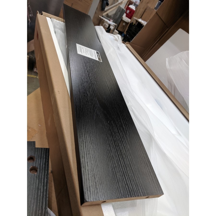 GRADE A2 - Black Console Table with 2 Storage Drawers and Glass Top - Akila