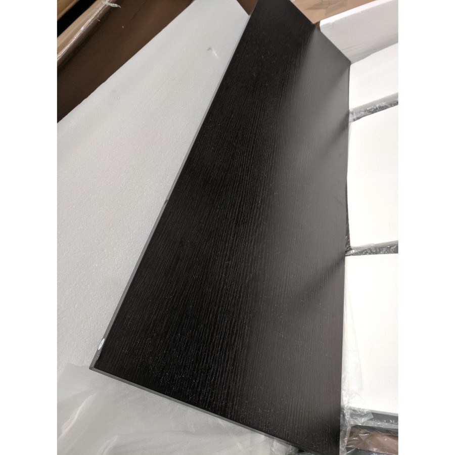 GRADE A2 - Black Console Table with 2 Storage Drawers and Glass Top - Akila