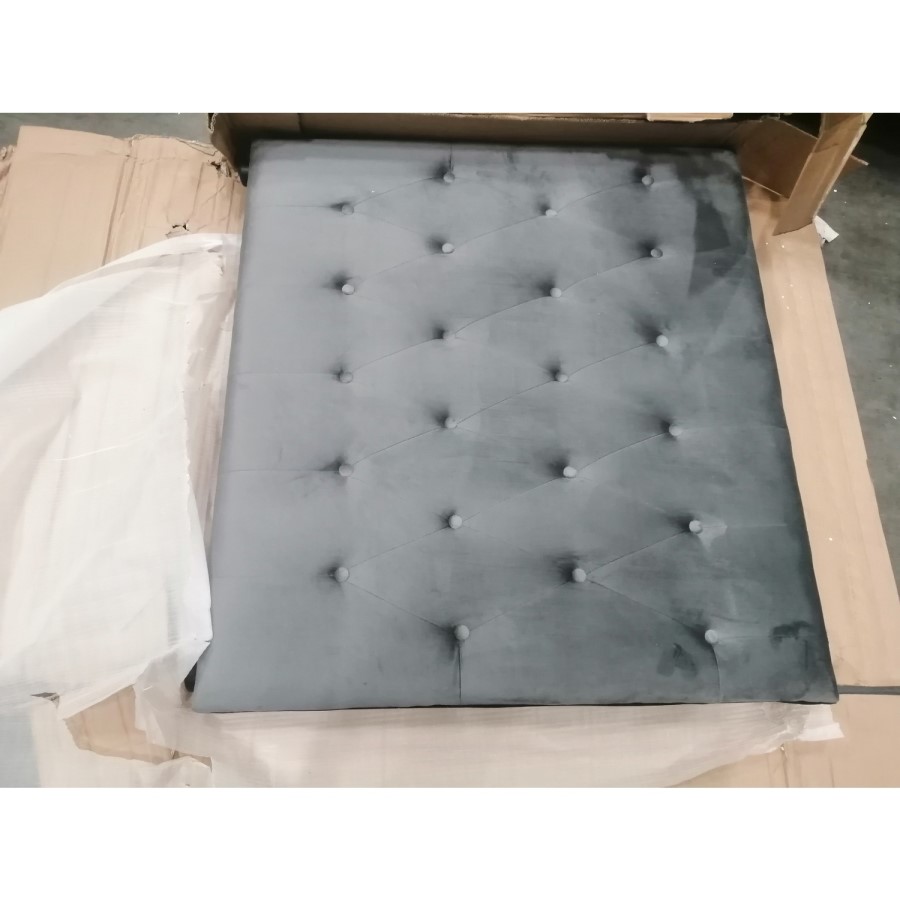 GRADE A2 - Single Day Bed Sofa with Trundle in Dark Grey Velvet - Sacha