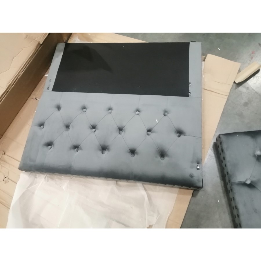 GRADE A2 - Single Day Bed Sofa with Trundle in Dark Grey Velvet - Sacha