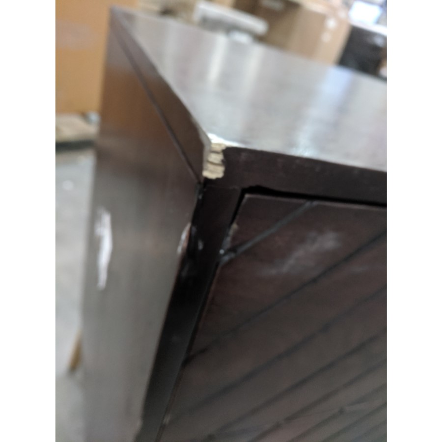 GRADE A2 - Wide Mango Wood Chevron Chest of 6 Drawers with Legs - Jude