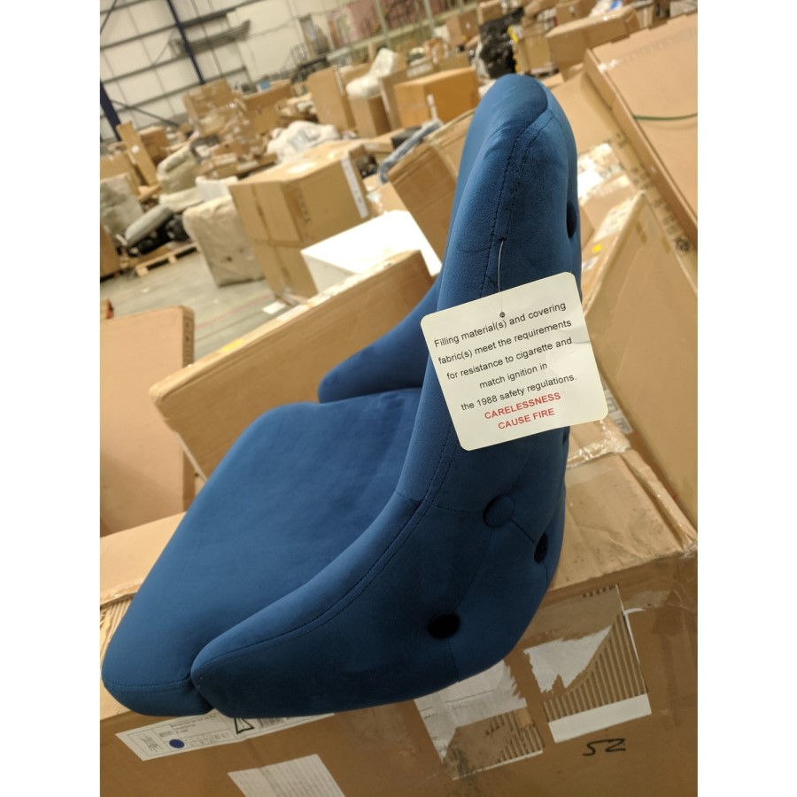 GRADE A2 - Navy Blue Velvet Bar Stool with Back - 79cm - Maddy