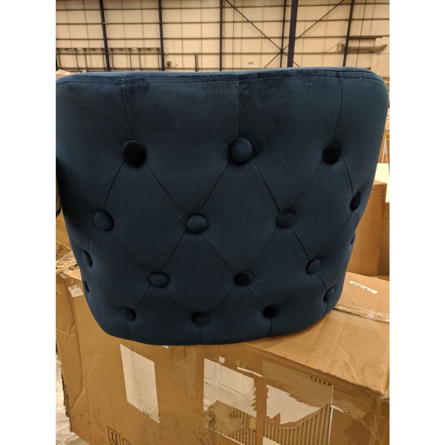 GRADE A2 - Navy Blue Velvet Bar Stool with Back - 79cm - Maddy