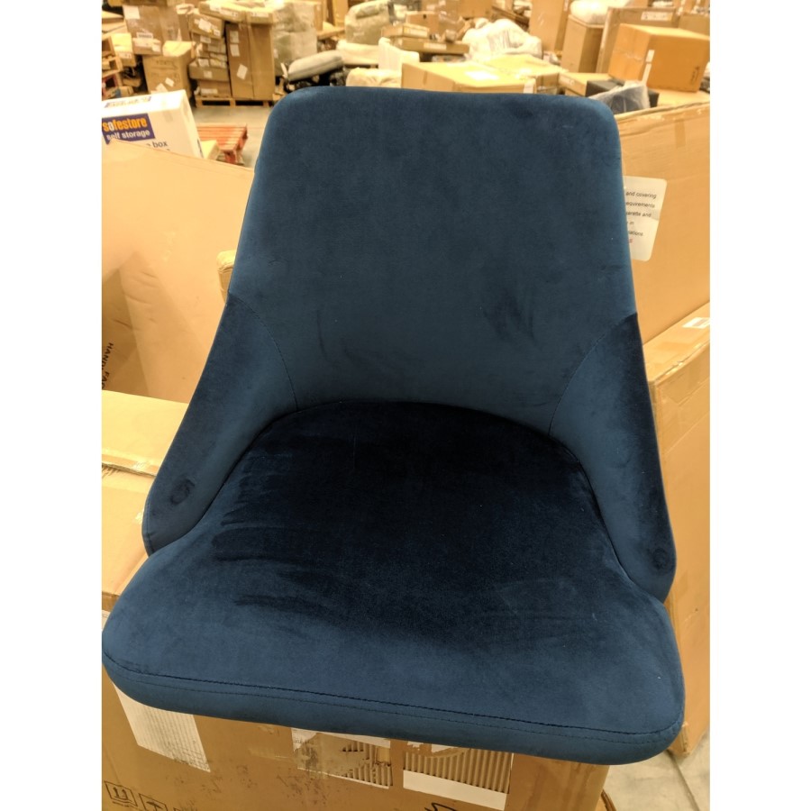 GRADE A2 - Navy Blue Velvet Bar Stool with Back - 79cm - Maddy