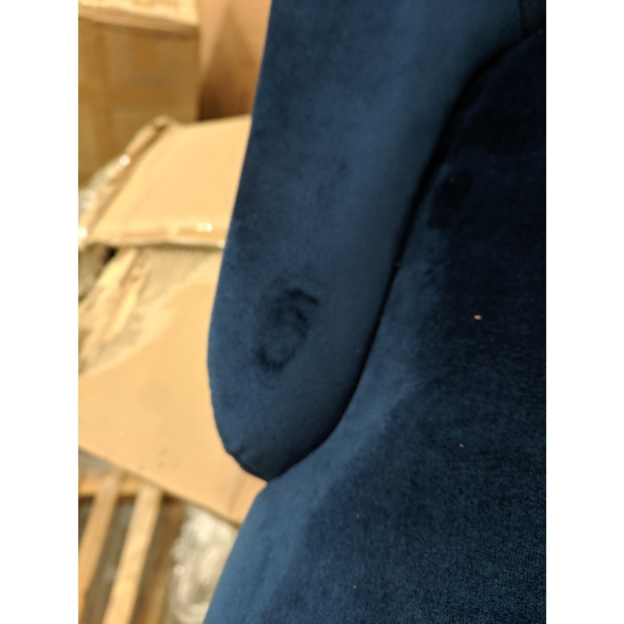 GRADE A2 - Navy Blue Velvet Bar Stool with Back - 79cm - Maddy