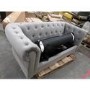 GRADE A2 - 3 Seater Pull Out Chesterfield Sofa Bed in Grey Velvet - Bronte