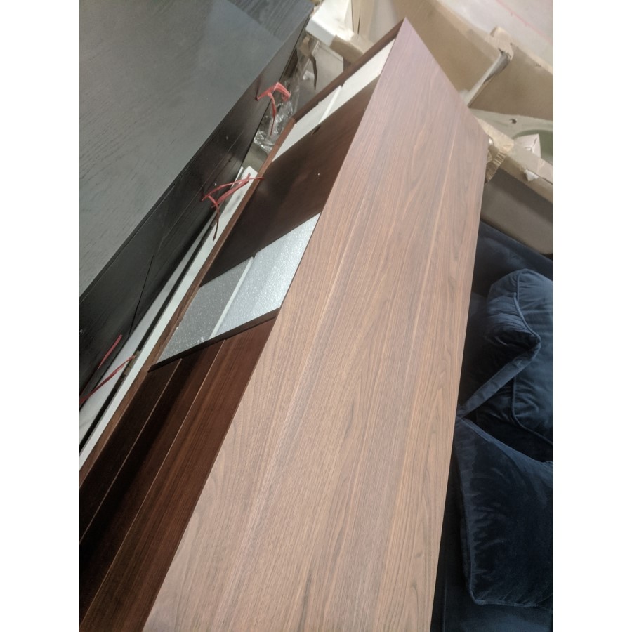GRADE A2 - Walnut Sideboard with Drawers & Sliding Doors - Briana 