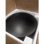 GRADE A2 - Small Black Oak Round Ottoman Storage Coffee Table -  Jarel