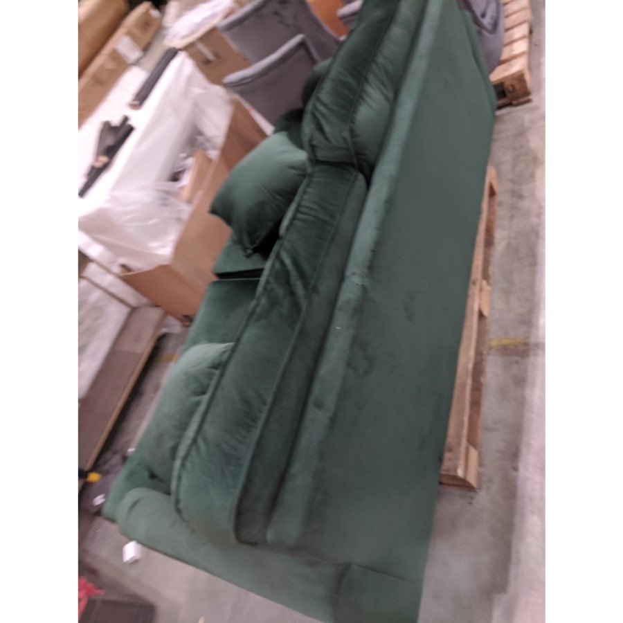 GRADE A2 - Dark Green Velvet 3 Seater Sofa - Payton