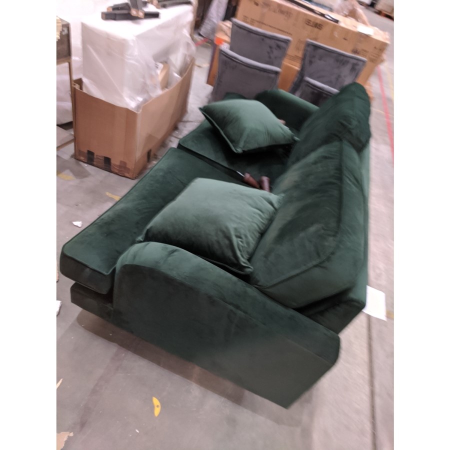 GRADE A2 - Dark Green Velvet 3 Seater Sofa - Payton