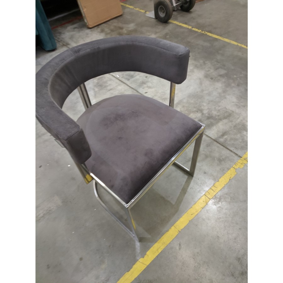 GRADE A2 - Grey Velvet Cantilever Dining Armchair - Alana Boutique