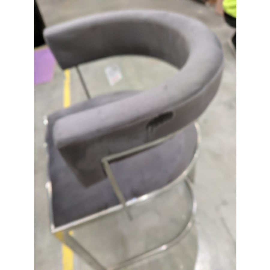 GRADE A2 - Grey Velvet Cantilever Dining Armchair - Alana Boutique