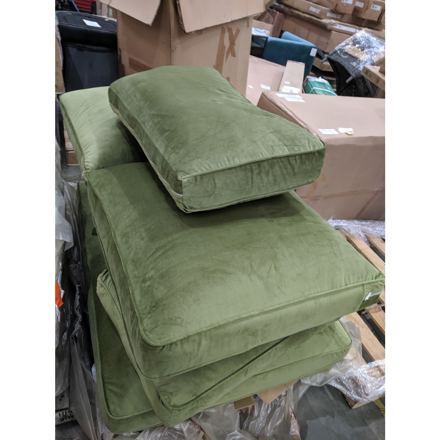 GRADE A2 - 4 Seater Right Hand Facing L Shaped Sofa in Olive Green ...