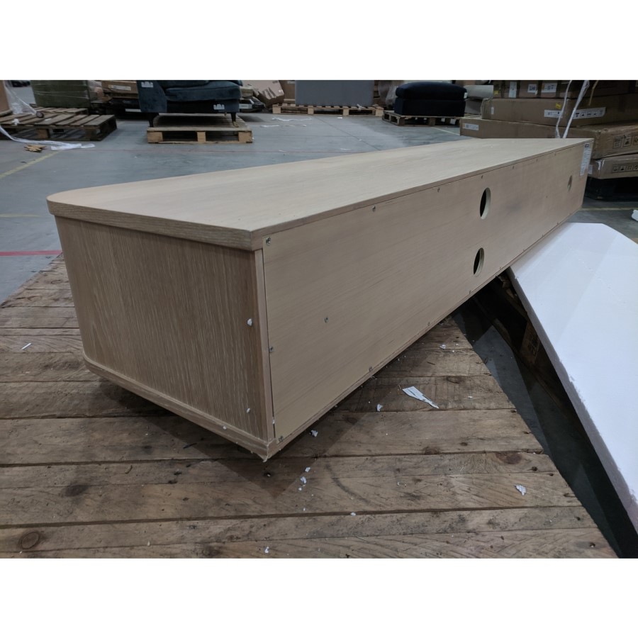 GRADE A2 - Large Light Oak TV Unit with Storage - TVs up to 77" - Jarel