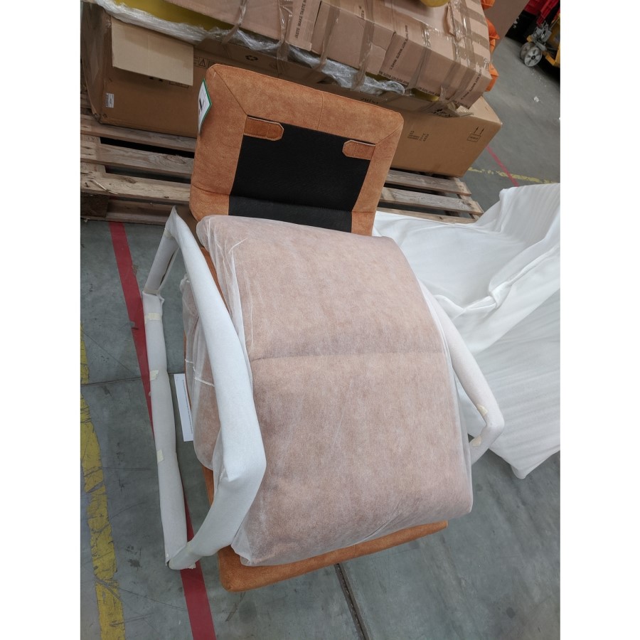 GRADE A2 - Tan Leather Armchair with Gold Frame - Fabien Gallery
