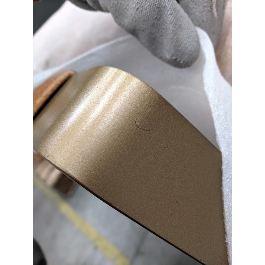 GRADE A2 - Tan Leather Armchair with Gold Frame - Fabien Gallery