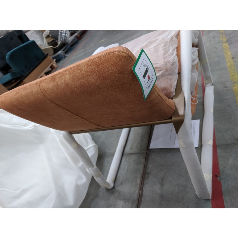 GRADE A2 - Tan Leather Armchair with Gold Frame - Fabien Gallery