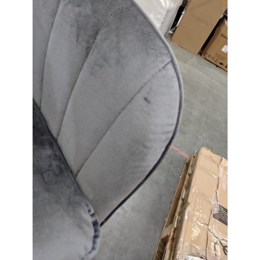 GRADE A2 - Set of 2 Grey Velvet Tub Dining Chairs - Logan