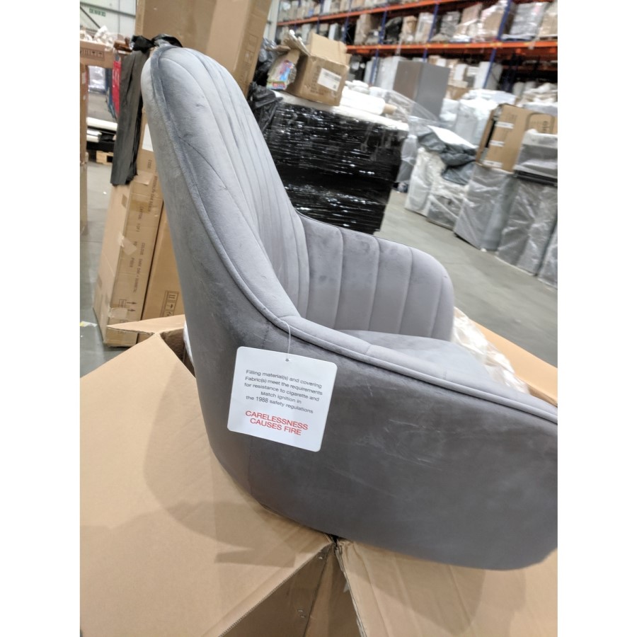 GRADE A2 - Set of 2 Grey Velvet Tub Dining Chairs - Logan
