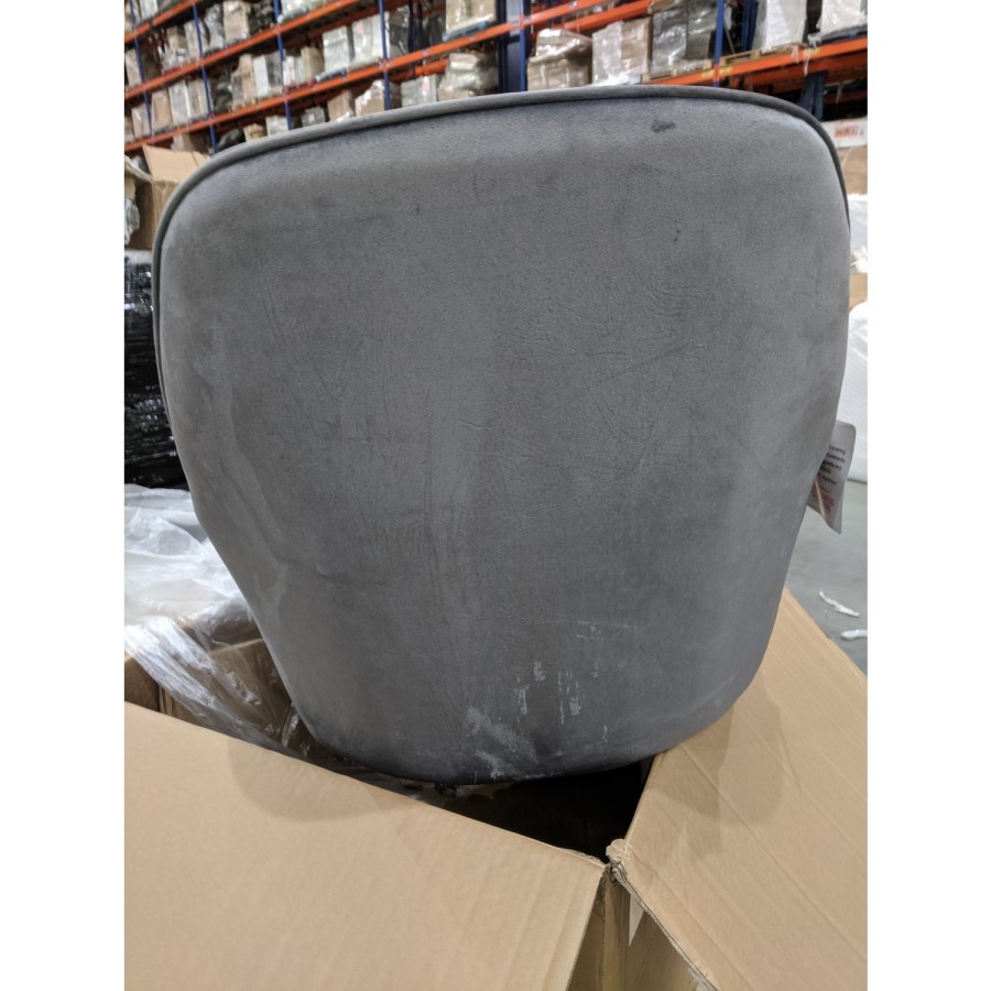 GRADE A2 - Set of 2 Grey Velvet Tub Dining Chairs - Logan