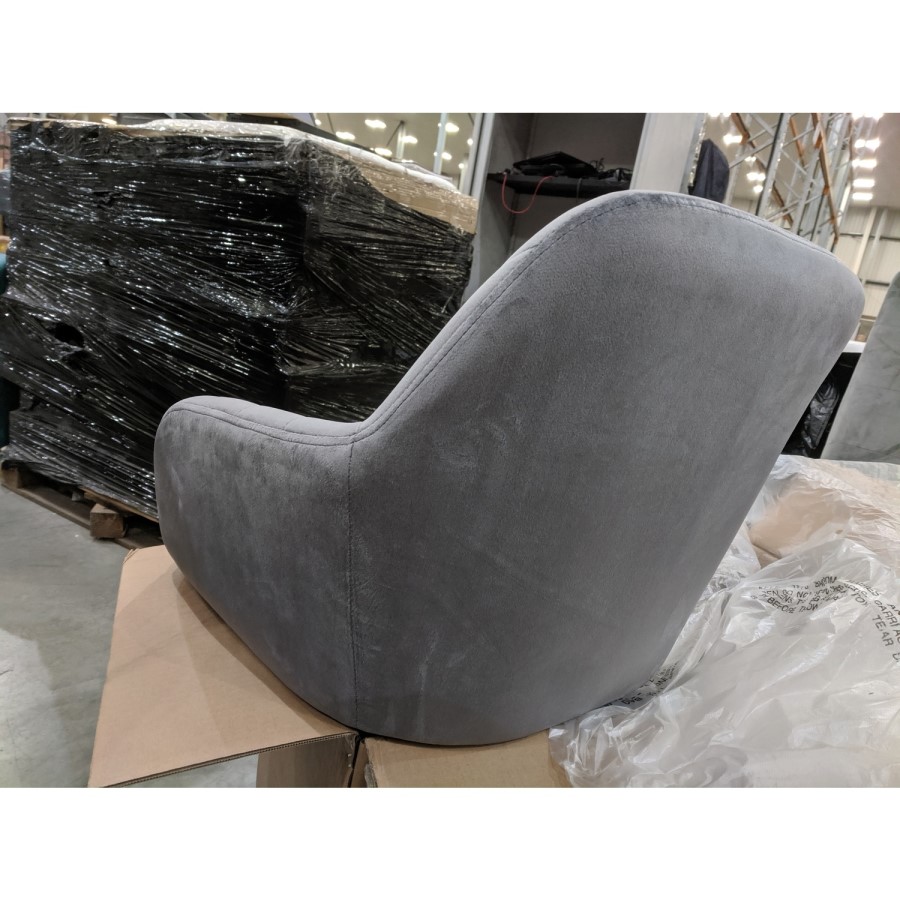 GRADE A2 - Grey Velvet Bar Stool with Back - 77cm - Logan