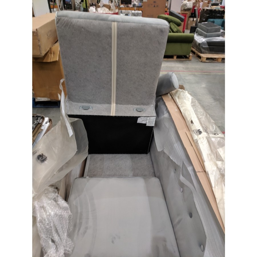 GRADE A2 - Grey 3 Seater L Shaped Sofa in Velvet - Left Hand Facing - Idris