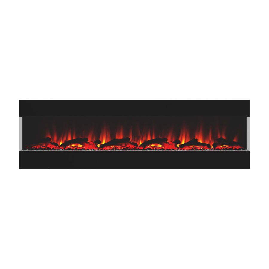 GRADE A2 - Black Wall Mounted Electric Fireplace with Open Front 72 Inch - AmberGlo