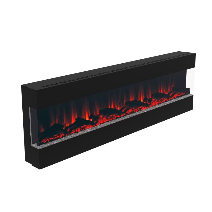 GRADE A2 - Black Wall Mounted Electric Fireplace with Open Front 72 Inch - AmberGlo
