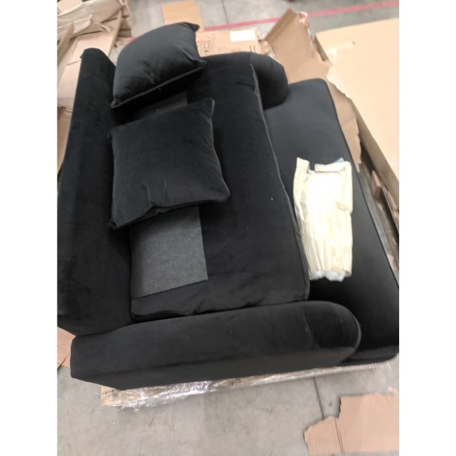 GRADE A2 - Black Velvet Loveseat - Payton