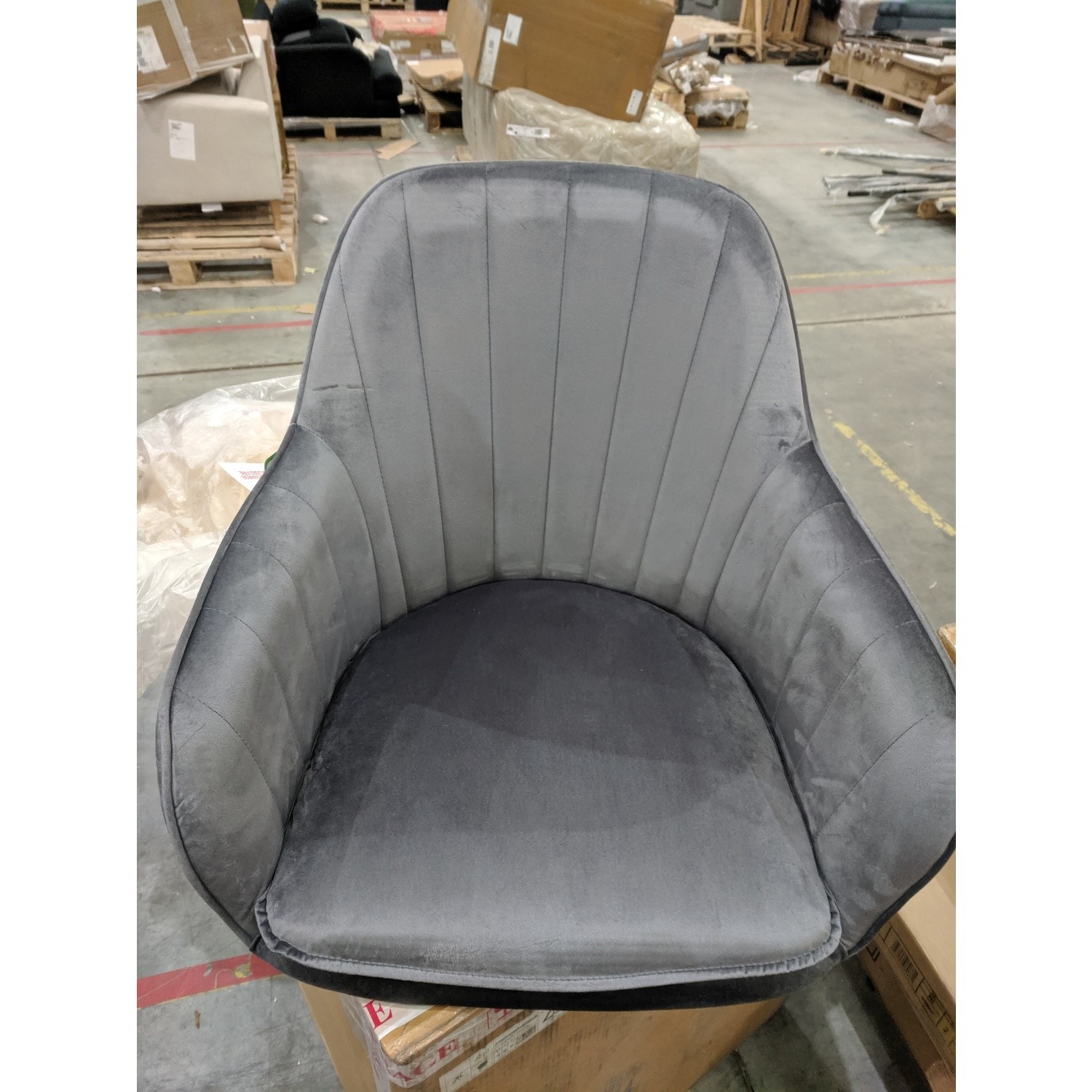 GRADE A2 Set of 2 Grey Velvet Tub Dining Chairs Logan Furniture123