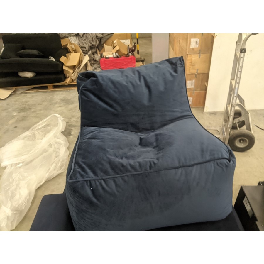 GRADE A2 - Navy Blue Bean Bag Chair in Velvet- Payton