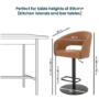 GRADE A2 - Curved Tan Faux Leather Adjustable Bar Stool with Back - Runa